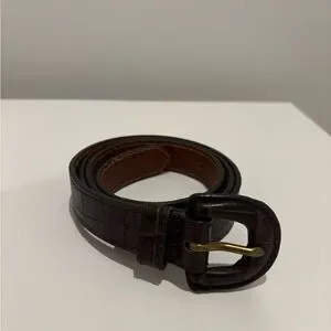 Madewell Croc Patterned Brown Leather Belt Size Small